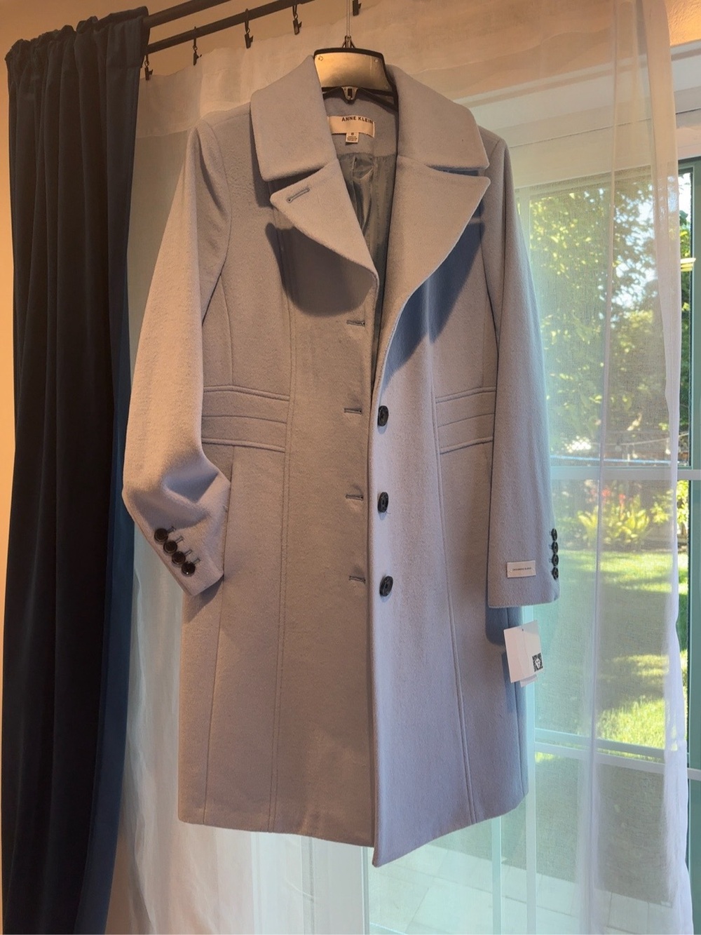 NWT Anne Klein Glacial Blue Wool Blend Walker Coat Size 8